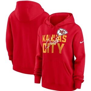 Kansas City Chiefs Nike Women's Wordmark Club Fleece Pullover Hoodie - Red L